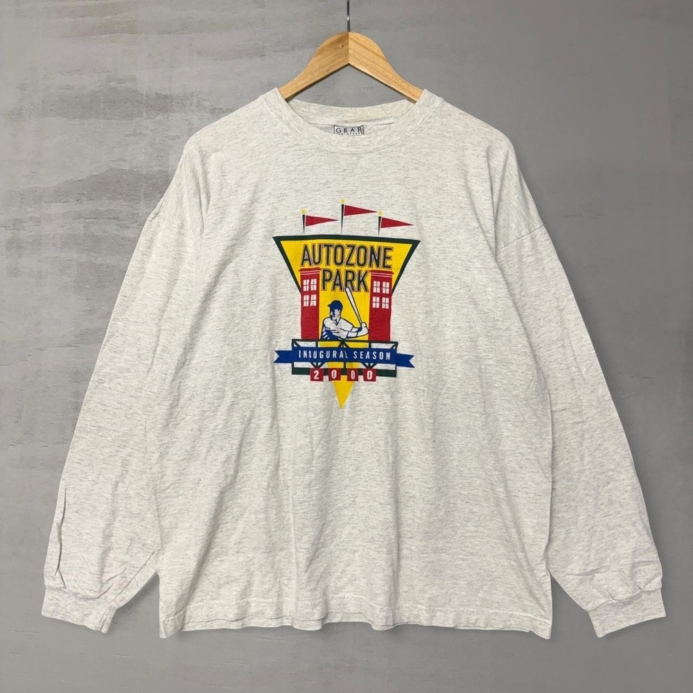 Vintage‎ Auto Zone Park Baseball Long Sleeve Inaugural Season Shirt XL